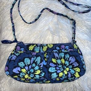 Vera Bradley Vintage Quilted Blue Green and Purple Floral Crossbody Purse